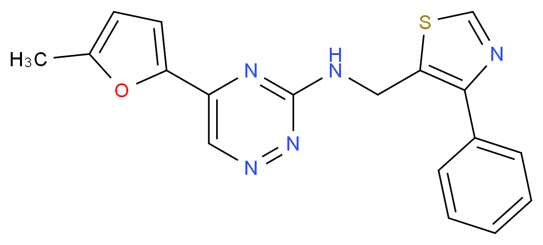 5-(5-methyl-2-furyl)-N-[(4-phenyl-1,3-thiazol-5-yl)methyl]-1,2,4-triazin-3-amine_Molecular_structure_CAS_)