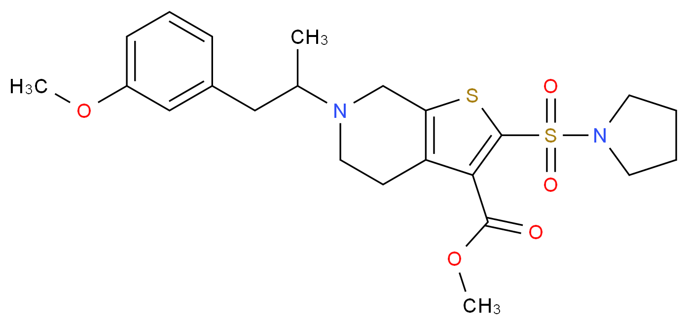 methyl 6-[2-(3-methoxyphenyl)-1-methylethyl]-2-(1-pyrrolidinylsulfonyl)-4,5,6,7-tetrahydrothieno[2,3-c]pyridine-3-carboxylate_Molecular_structure_CAS_)