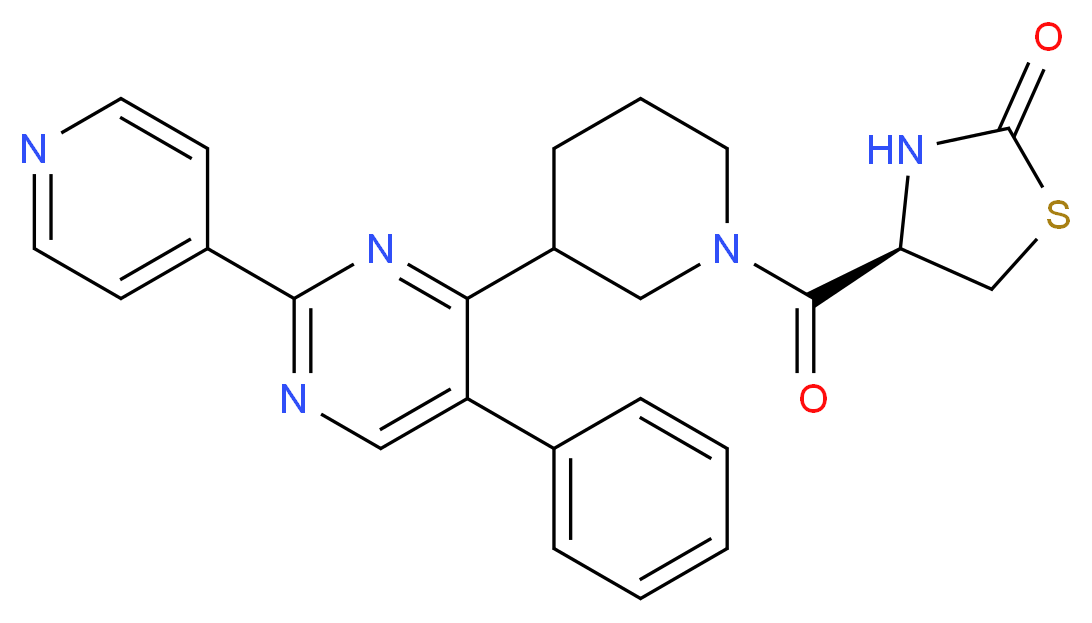 (4R)-4-({3-[5-phenyl-2-(4-pyridinyl)-4-pyrimidinyl]-1-piperidinyl}carbonyl)-1,3-thiazolidin-2-one_Molecular_structure_CAS_)