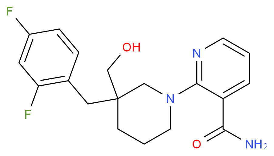 2-[3-(2,4-difluorobenzyl)-3-(hydroxymethyl)piperidin-1-yl]nicotinamide_Molecular_structure_CAS_)