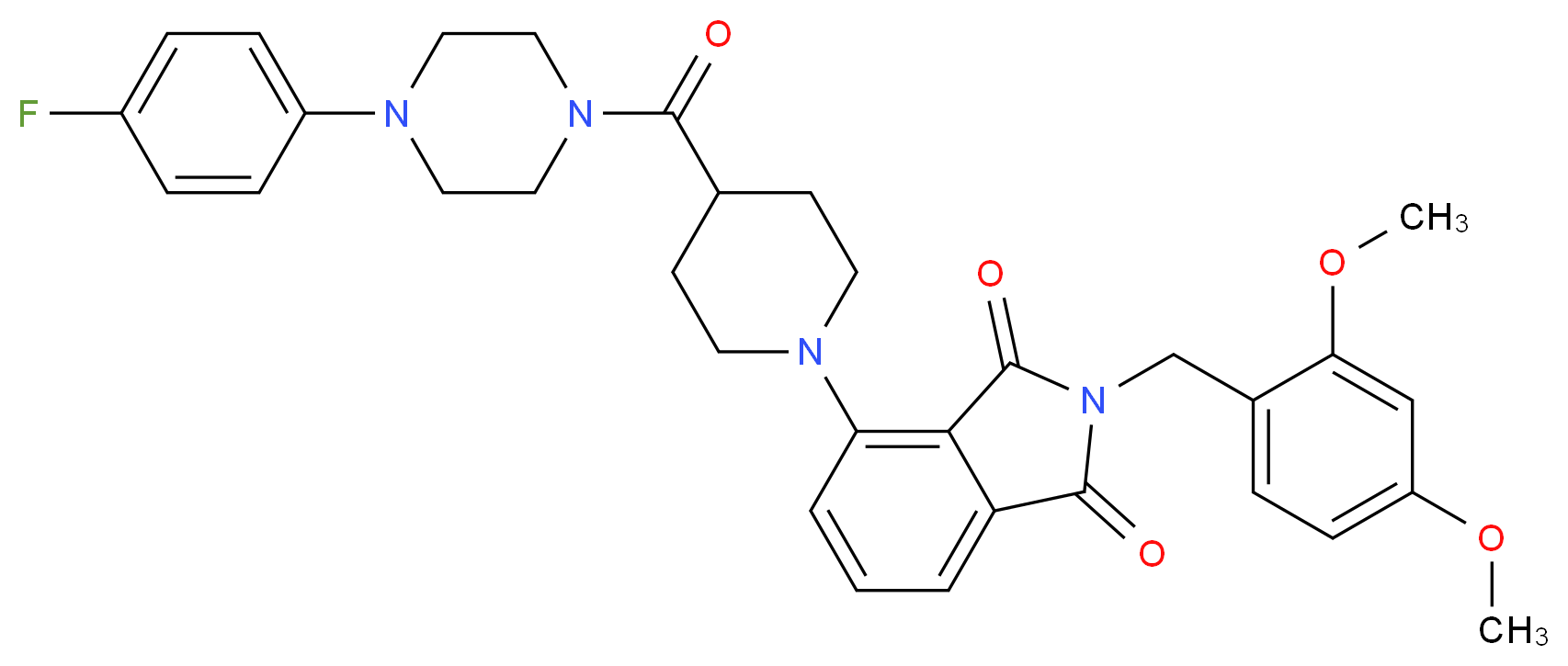 2-(2,4-dimethoxybenzyl)-4-(4-{[4-(4-fluorophenyl)-1-piperazinyl]carbonyl}-1-piperidinyl)-1H-isoindole-1,3(2H)-dione_Molecular_structure_CAS_)