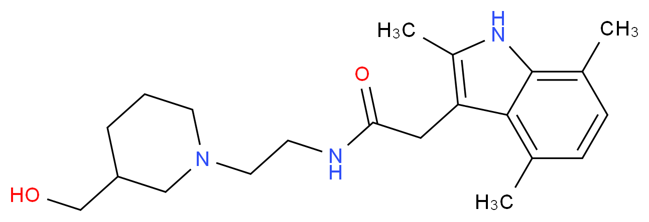 N-{2-[3-(hydroxymethyl)-1-piperidinyl]ethyl}-2-(2,4,7-trimethyl-1H-indol-3-yl)acetamide_Molecular_structure_CAS_)