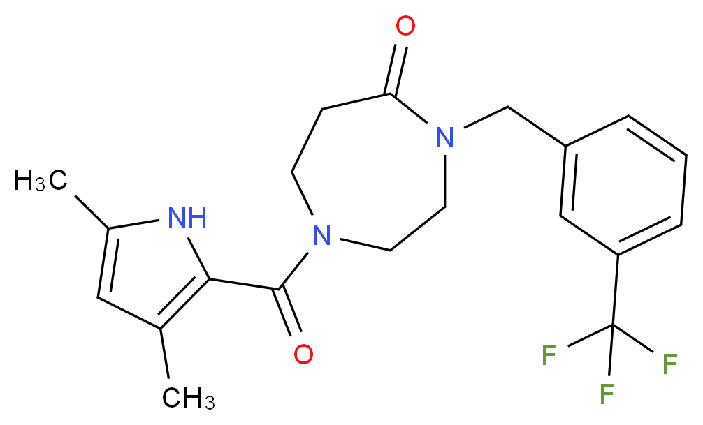 1-[(3,5-dimethyl-1H-pyrrol-2-yl)carbonyl]-4-[3-(trifluoromethyl)benzyl]-1,4-diazepan-5-one_Molecular_structure_CAS_)