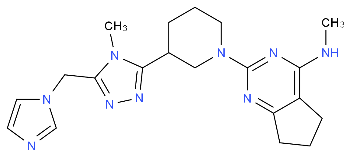 2-{3-[5-(1H-imidazol-1-ylmethyl)-4-methyl-4H-1,2,4-triazol-3-yl]piperidin-1-yl}-N-methyl-6,7-dihydro-5H-cyclopenta[d]pyrimidin-4-amine_Molecular_structure_CAS_)
