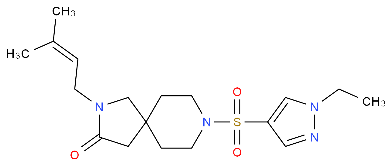 8-[(1-ethyl-1H-pyrazol-4-yl)sulfonyl]-2-(3-methyl-2-buten-1-yl)-2,8-diazaspiro[4.5]decan-3-one_Molecular_structure_CAS_)