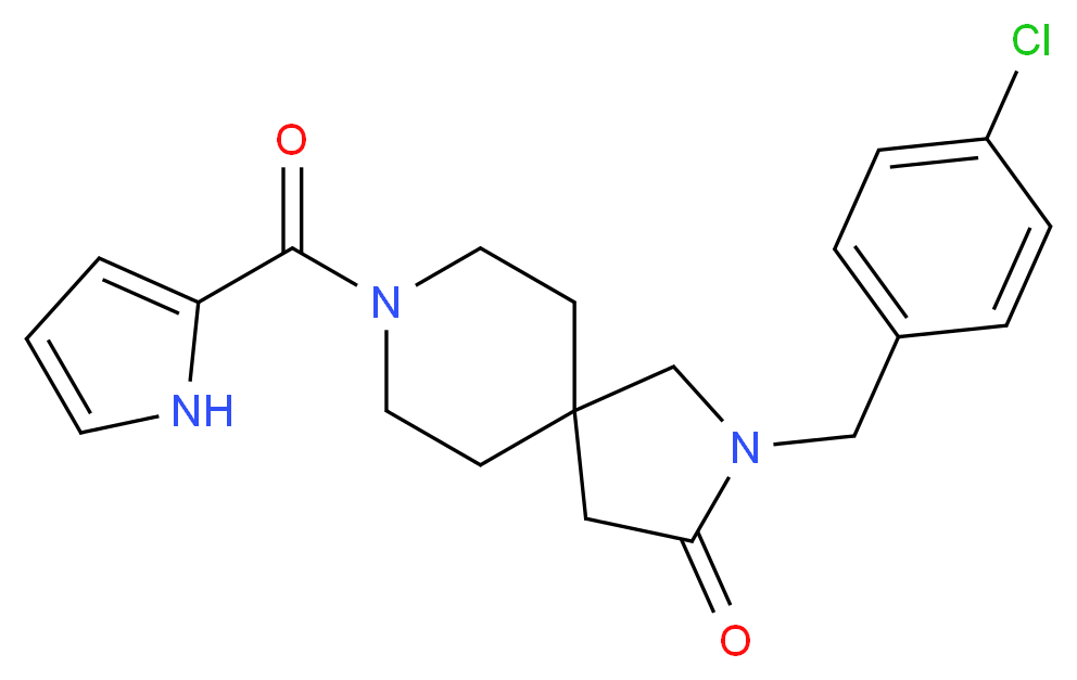 2-(4-chlorobenzyl)-8-(1H-pyrrol-2-ylcarbonyl)-2,8-diazaspiro[4.5]decan-3-one_Molecular_structure_CAS_)