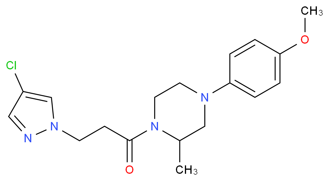 1-[3-(4-chloro-1H-pyrazol-1-yl)propanoyl]-4-(4-methoxyphenyl)-2-methylpiperazine_Molecular_structure_CAS_)