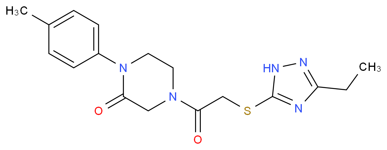 4-{[(3-ethyl-1H-1,2,4-triazol-5-yl)thio]acetyl}-1-(4-methylphenyl)-2-piperazinone_Molecular_structure_CAS_)