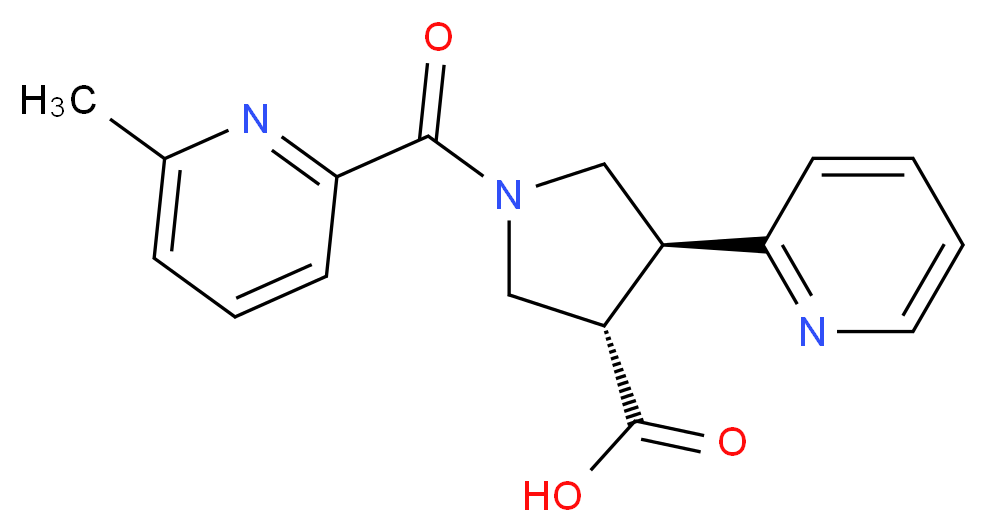 (3S*,4S*)-1-[(6-methylpyridin-2-yl)carbonyl]-4-pyridin-2-ylpyrrolidine-3-carboxylic acid_Molecular_structure_CAS_)