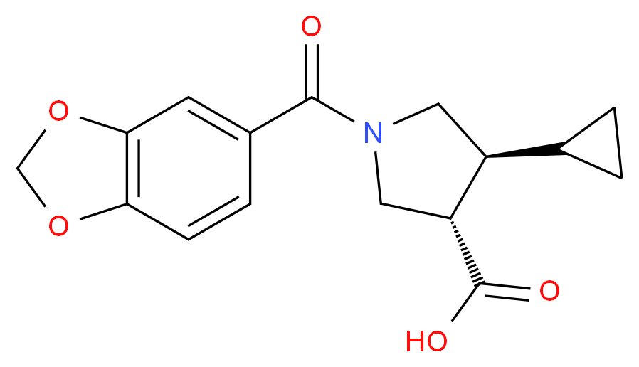 (3S*,4S*)-1-(1,3-benzodioxol-5-ylcarbonyl)-4-cyclopropyl-3-pyrrolidinecarboxylic acid_Molecular_structure_CAS_)