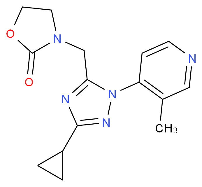3-{[3-cyclopropyl-1-(3-methylpyridin-4-yl)-1H-1,2,4-triazol-5-yl]methyl}-1,3-oxazolidin-2-one_Molecular_structure_CAS_)