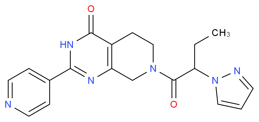 7-[2-(1H-pyrazol-1-yl)butanoyl]-2-pyridin-4-yl-5,6,7,8-tetrahydropyrido[3,4-d]pyrimidin-4(3H)-one_Molecular_structure_CAS_)