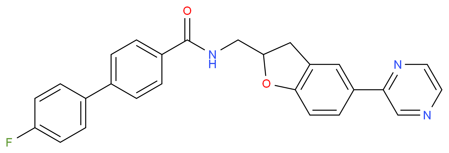 4'-fluoro-N-{[5-(2-pyrazinyl)-2,3-dihydro-1-benzofuran-2-yl]methyl}-4-biphenylcarboxamide_Molecular_structure_CAS_)