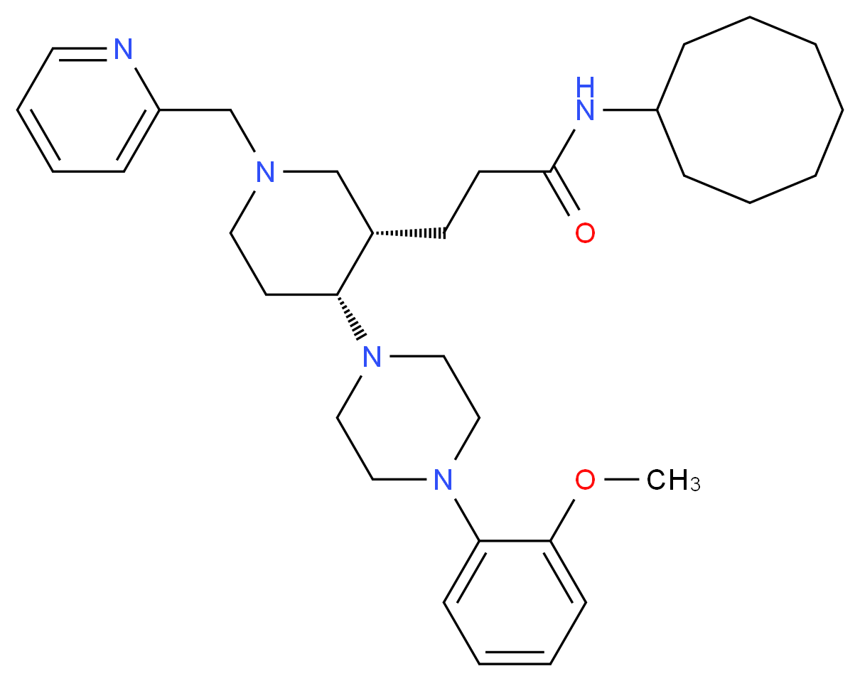 N-cyclooctyl-3-[(3S*,4R*)-4-[4-(2-methoxyphenyl)-1-piperazinyl]-1-(2-pyridinylmethyl)-3-piperidinyl]propanamide_Molecular_structure_CAS_)