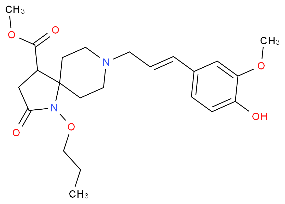 methyl 8-[(2E)-3-(4-hydroxy-3-methoxyphenyl)-2-propen-1-yl]-2-oxo-1-propoxy-1,8-diazaspiro[4.5]decane-4-carboxylate_Molecular_structure_CAS_)