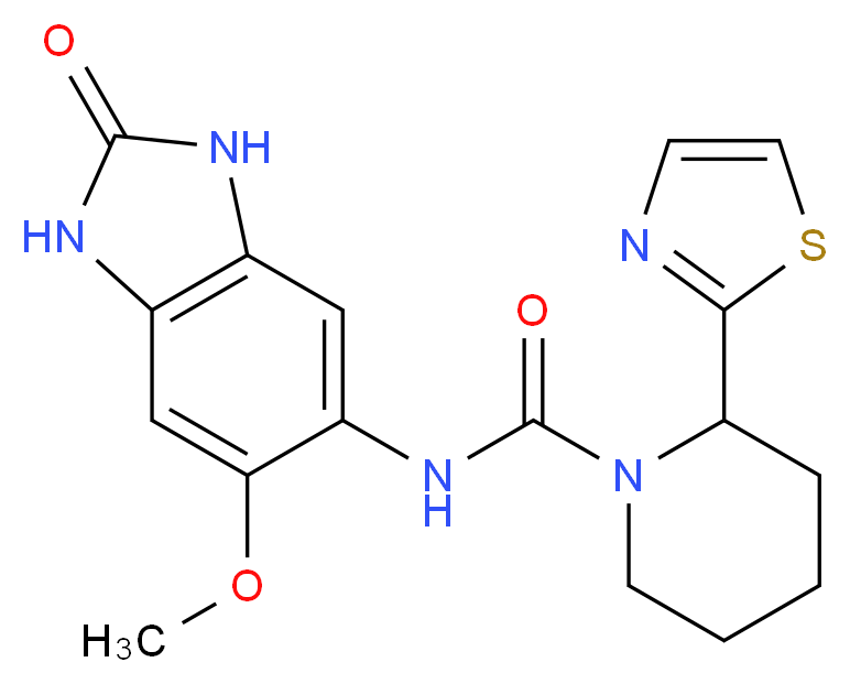 N-(6-methoxy-2-oxo-2,3-dihydro-1H-benzimidazol-5-yl)-2-(1,3-thiazol-2-yl)piperidine-1-carboxamide_Molecular_structure_CAS_)