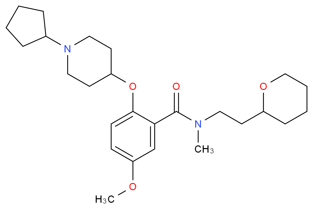 2-[(1-cyclopentyl-4-piperidinyl)oxy]-5-methoxy-N-methyl-N-[2-(tetrahydro-2H-pyran-2-yl)ethyl]benzamide_Molecular_structure_CAS_)
