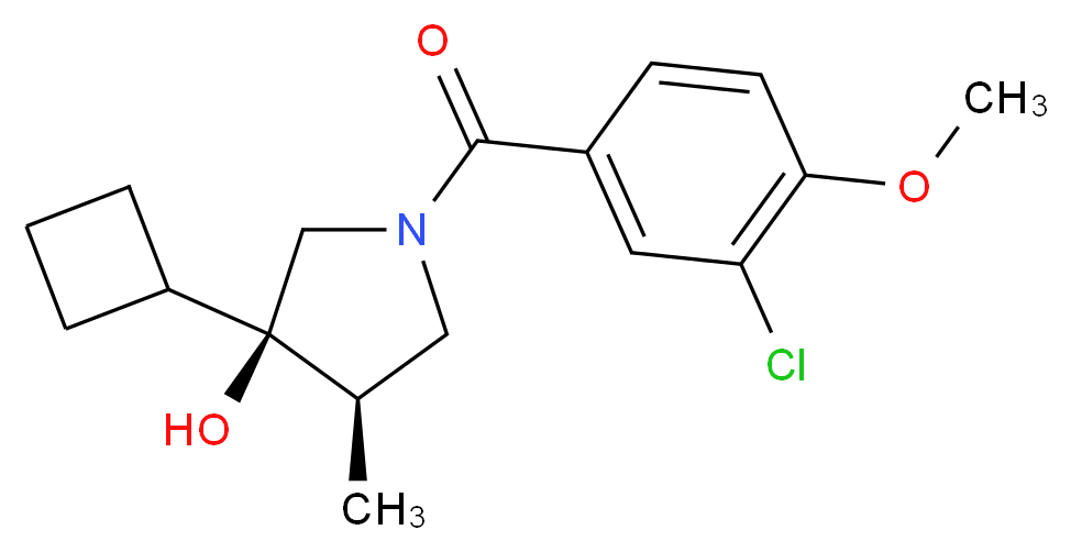 (3R*,4R*)-1-(3-chloro-4-methoxybenzoyl)-3-cyclobutyl-4-methyl-3-pyrrolidinol_Molecular_structure_CAS_)