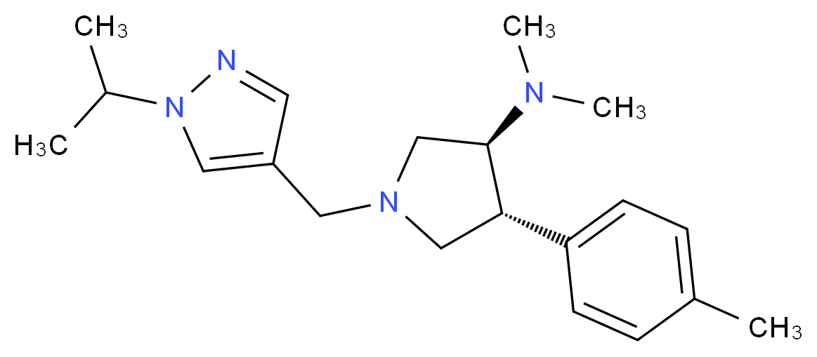 (3S*,4R*)-1-[(1-isopropyl-1H-pyrazol-4-yl)methyl]-N,N-dimethyl-4-(4-methylphenyl)pyrrolidin-3-amine_Molecular_structure_CAS_)