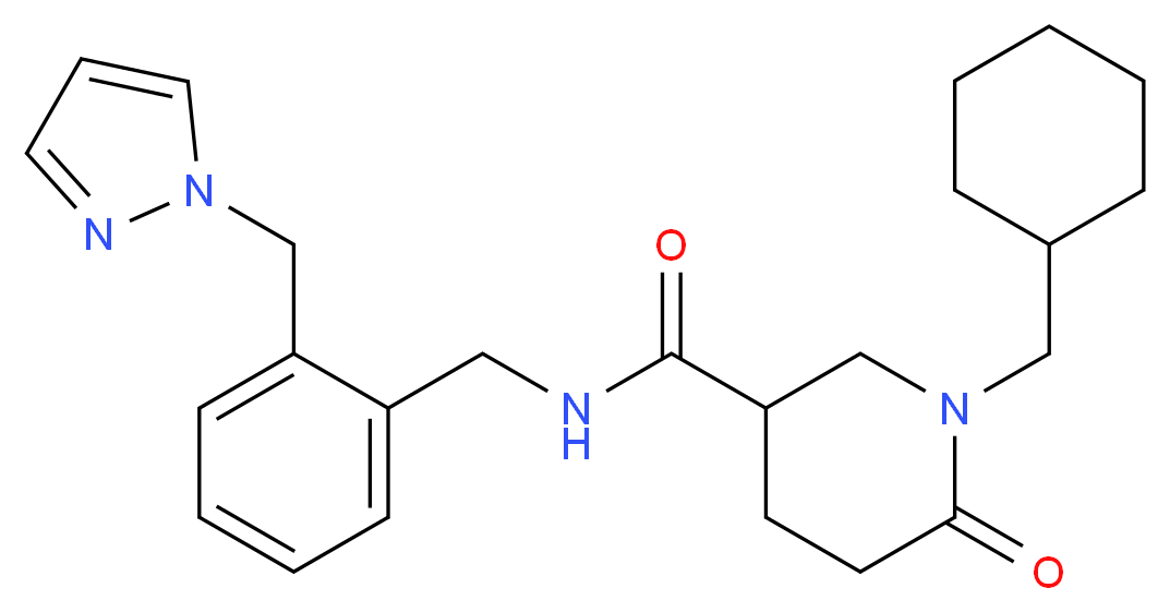 1-(cyclohexylmethyl)-6-oxo-N-[2-(1H-pyrazol-1-ylmethyl)benzyl]-3-piperidinecarboxamide_Molecular_structure_CAS_)