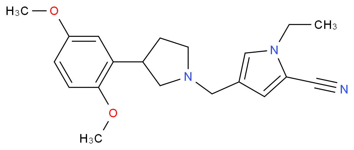 4-{[3-(2,5-dimethoxyphenyl)-1-pyrrolidinyl]methyl}-1-ethyl-1H-pyrrole-2-carbonitrile_Molecular_structure_CAS_)