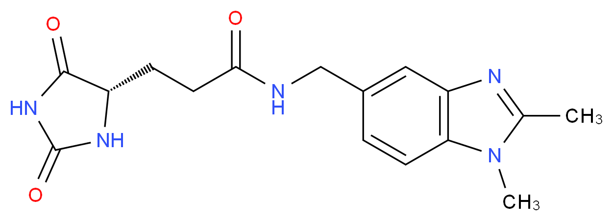 N-[(1,2-dimethyl-1H-benzimidazol-5-yl)methyl]-3-[(4S)-2,5-dioxoimidazolidin-4-yl]propanamide_Molecular_structure_CAS_)