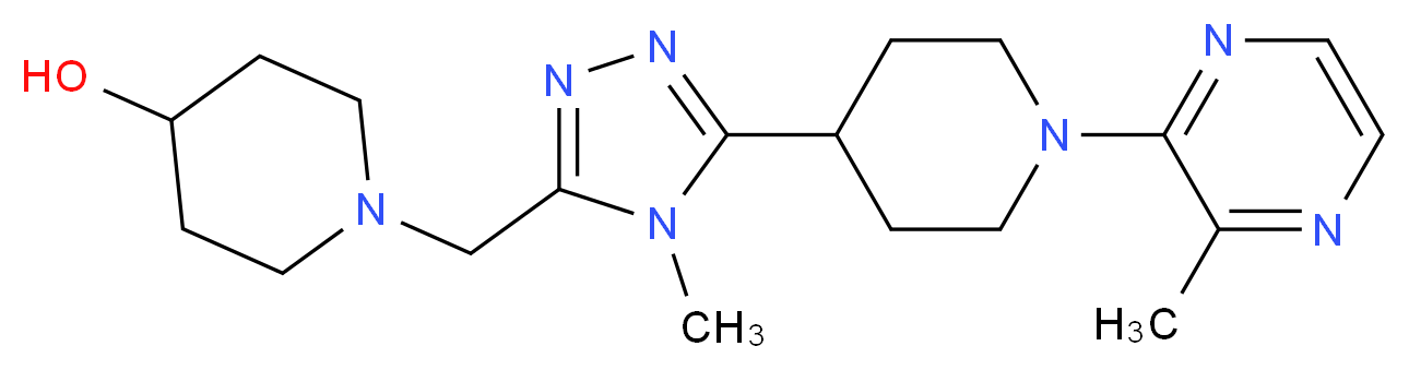 1-({4-methyl-5-[1-(3-methylpyrazin-2-yl)piperidin-4-yl]-4H-1,2,4-triazol-3-yl}methyl)piperidin-4-ol_Molecular_structure_CAS_)