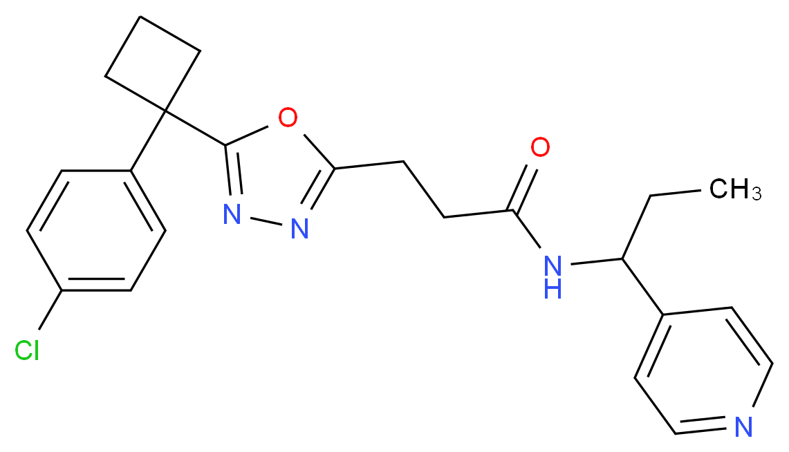 3-{5-[1-(4-chlorophenyl)cyclobutyl]-1,3,4-oxadiazol-2-yl}-N-[1-(4-pyridinyl)propyl]propanamide_Molecular_structure_CAS_)