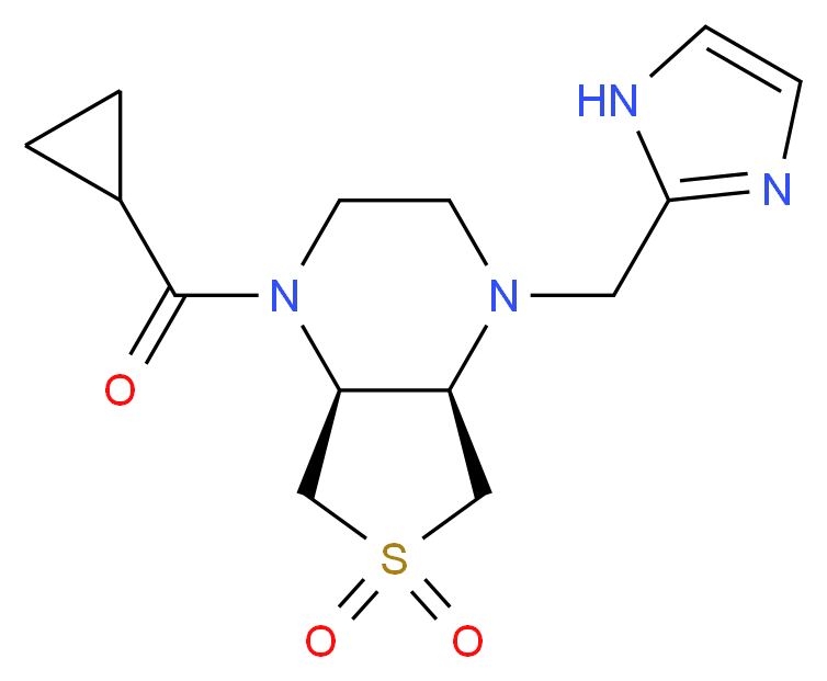 (4aR*,7aS*)-1-(cyclopropylcarbonyl)-4-(1H-imidazol-2-ylmethyl)octahydrothieno[3,4-b]pyrazine 6,6-dioxide_Molecular_structure_CAS_)