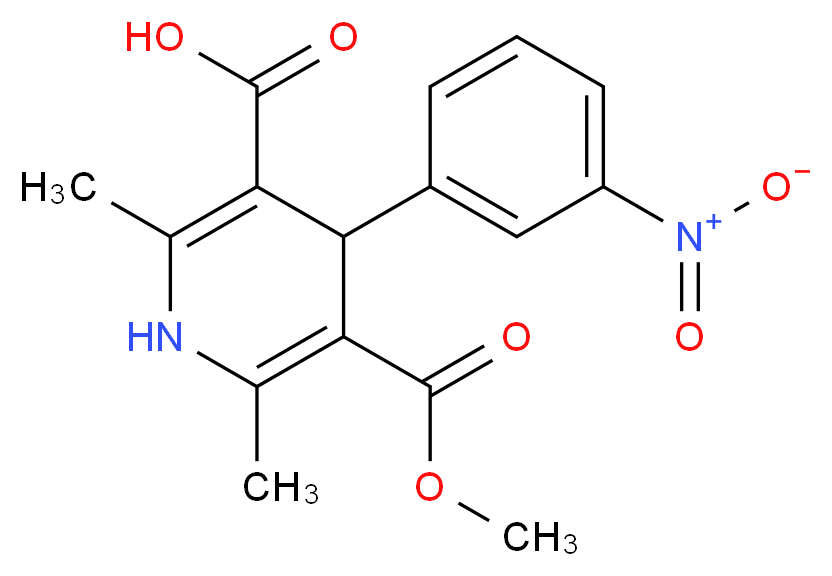 1,4-Dihydro-2,6-dimethyl-4-(3-nitrophenyl)-3,5-pyridinedicarboxylic Acid 3-Methyl Ester_Molecular_structure_CAS_74936-72-4)