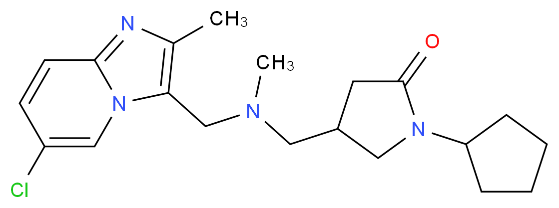 4-{[[(6-chloro-2-methylimidazo[1,2-a]pyridin-3-yl)methyl](methyl)amino]methyl}-1-cyclopentylpyrrolidin-2-one_Molecular_structure_CAS_)