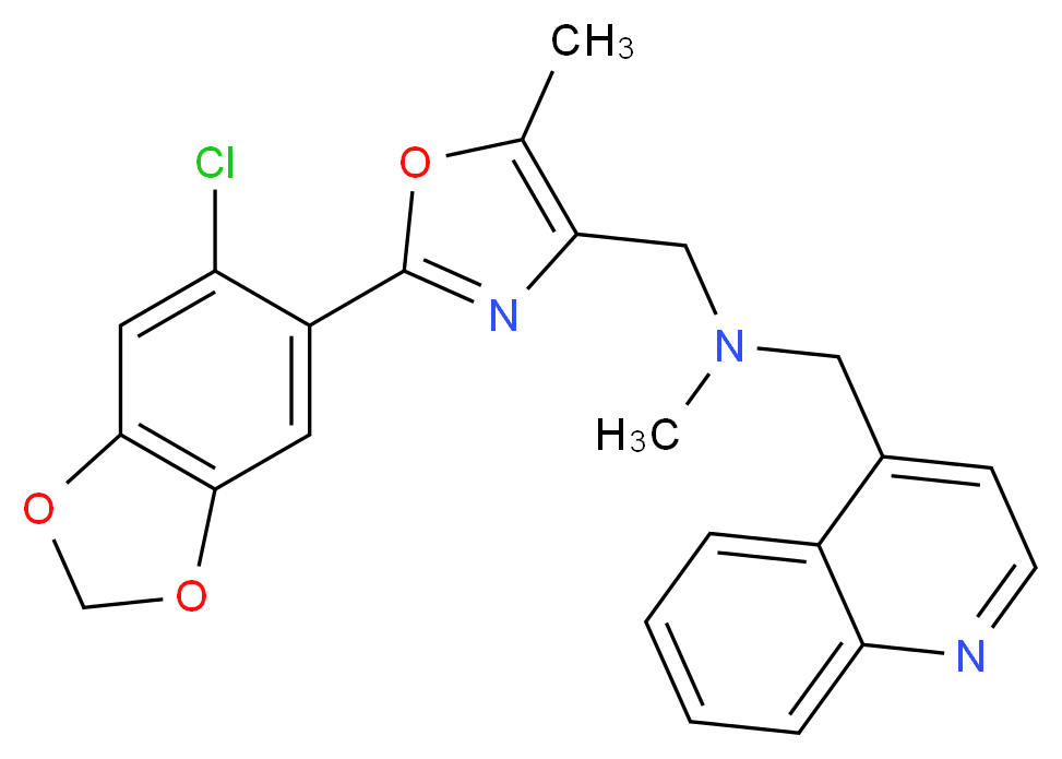 1-[2-(6-chloro-1,3-benzodioxol-5-yl)-5-methyl-1,3-oxazol-4-yl]-N-methyl-N-(4-quinolinylmethyl)methanamine_Molecular_structure_CAS_)