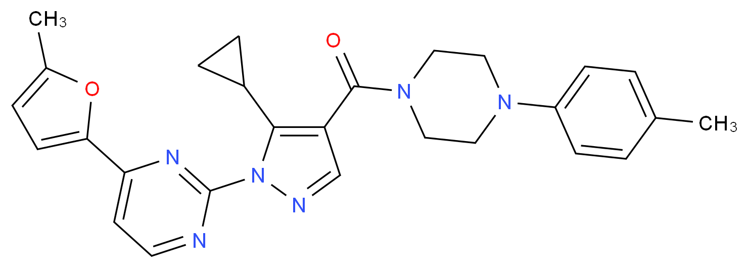 2-(5-cyclopropyl-4-{[4-(4-methylphenyl)-1-piperazinyl]carbonyl}-1H-pyrazol-1-yl)-4-(5-methyl-2-furyl)pyrimidine_Molecular_structure_CAS_)