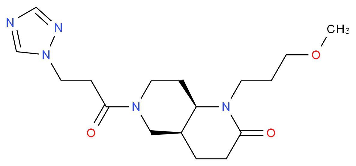 (4aS*,8aR*)-1-(3-methoxypropyl)-6-[3-(1H-1,2,4-triazol-1-yl)propanoyl]octahydro-1,6-naphthyridin-2(1H)-one_Molecular_structure_CAS_)