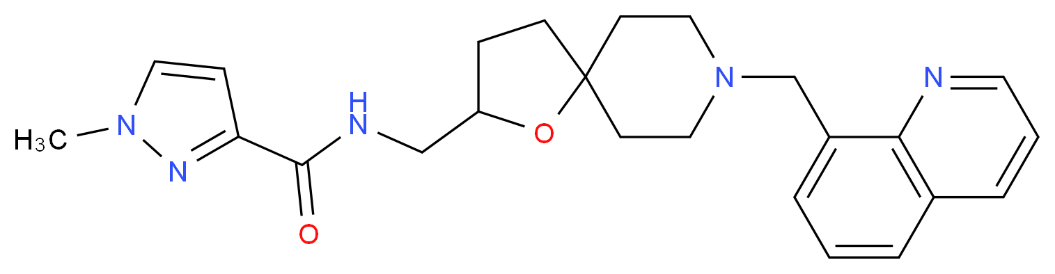 1-methyl-N-{[8-(8-quinolinylmethyl)-1-oxa-8-azaspiro[4.5]dec-2-yl]methyl}-1H-pyrazole-3-carboxamide_Molecular_structure_CAS_)