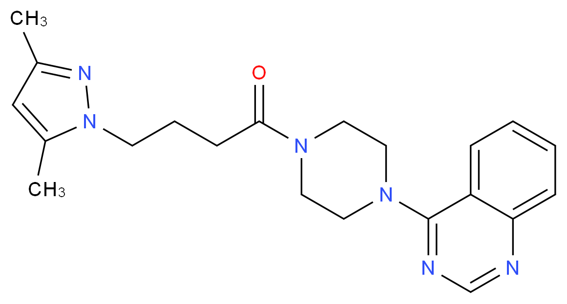 4-{4-[4-(3,5-dimethyl-1H-pyrazol-1-yl)butanoyl]-1-piperazinyl}quinazoline_Molecular_structure_CAS_)