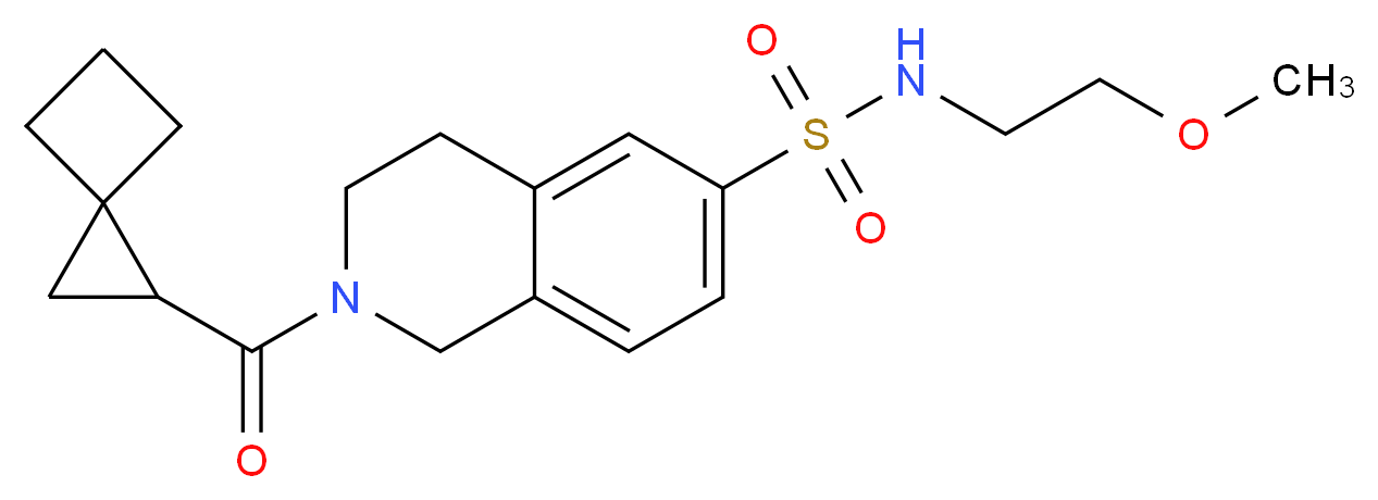N-(2-methoxyethyl)-2-(spiro[2.3]hex-1-ylcarbonyl)-1,2,3,4-tetrahydroisoquinoline-6-sulfonamide_Molecular_structure_CAS_)