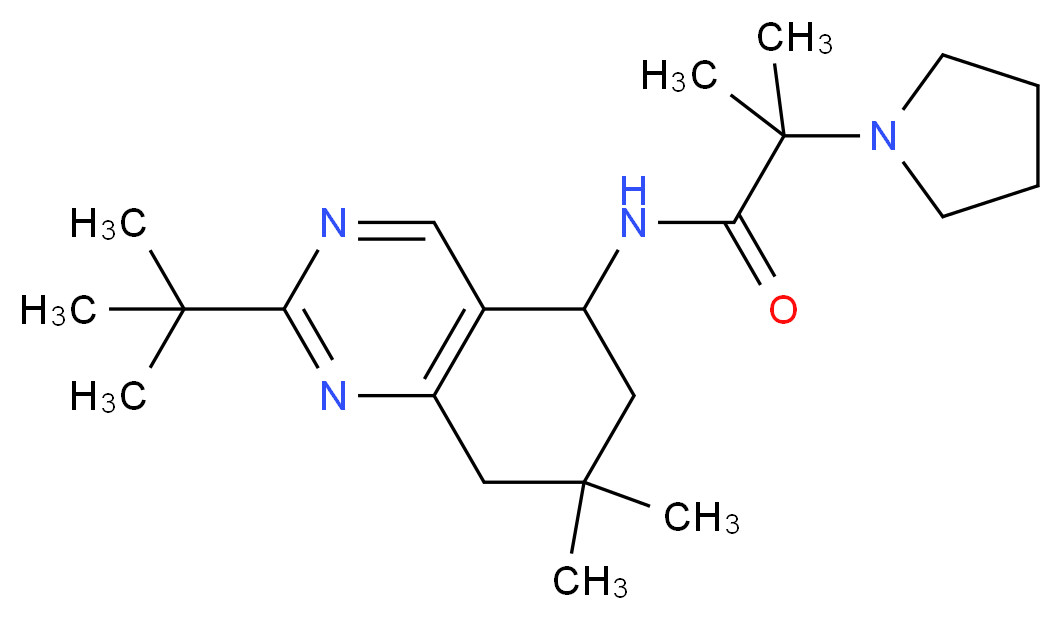 N-(2-tert-butyl-7,7-dimethyl-5,6,7,8-tetrahydroquinazolin-5-yl)-2-methyl-2-pyrrolidin-1-ylpropanamide_Molecular_structure_CAS_)