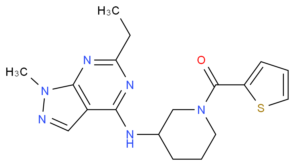 6-ethyl-1-methyl-N-[1-(2-thienylcarbonyl)-3-piperidinyl]-1H-pyrazolo[3,4-d]pyrimidin-4-amine_Molecular_structure_CAS_)