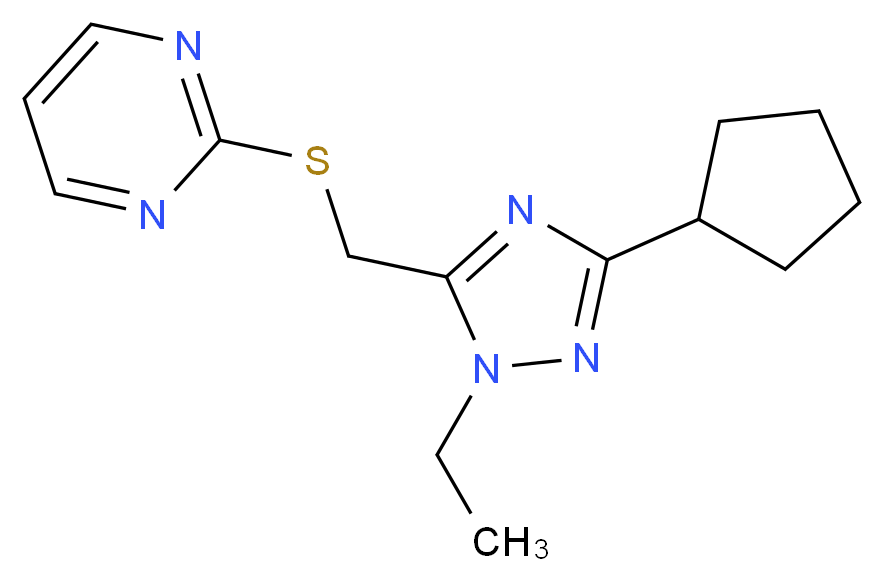 2-{[(3-cyclopentyl-1-ethyl-1H-1,2,4-triazol-5-yl)methyl]thio}pyrimidine_Molecular_structure_CAS_)
