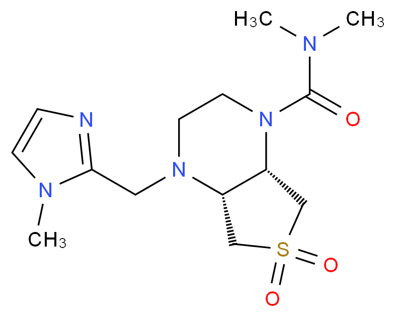(4aR*,7aS*)-N,N-dimethyl-4-[(1-methyl-1H-imidazol-2-yl)methyl]hexahydrothieno[3,4-b]pyrazine-1(2H)-carboxamide 6,6-dioxide_Molecular_structure_CAS_)