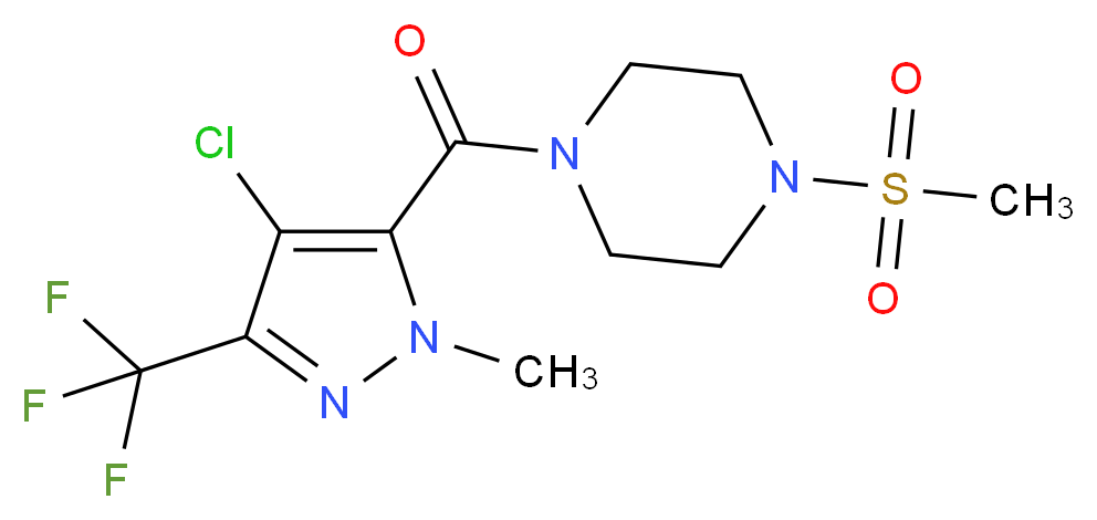 1-{[4-chloro-1-methyl-3-(trifluoromethyl)-1H-pyrazol-5-yl]carbonyl}-4-(methylsulfonyl)piperazine_Molecular_structure_CAS_)