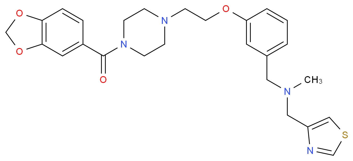 (3-{2-[4-(1,3-benzodioxol-5-ylcarbonyl)-1-piperazinyl]ethoxy}benzyl)methyl(1,3-thiazol-4-ylmethyl)amine_Molecular_structure_CAS_)