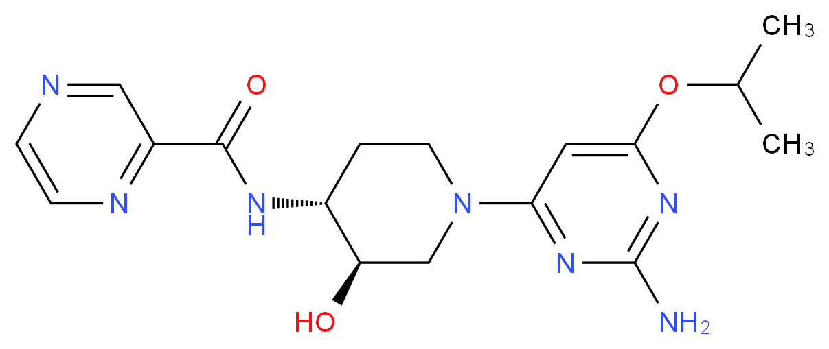 N-[(3R*,4R*)-1-(2-amino-6-isopropoxypyrimidin-4-yl)-3-hydroxypiperidin-4-yl]pyrazine-2-carboxamide_Molecular_structure_CAS_)