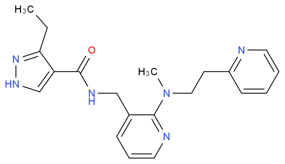 3-ethyl-N-({2-[methyl(2-pyridin-2-ylethyl)amino]pyridin-3-yl}methyl)-1H-pyrazole-4-carboxamide_Molecular_structure_CAS_)