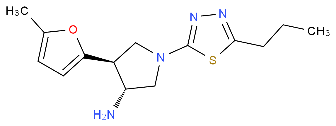 (3R*,4S*)-4-(5-methyl-2-furyl)-1-(5-propyl-1,3,4-thiadiazol-2-yl)pyrrolidin-3-amine_Molecular_structure_CAS_)