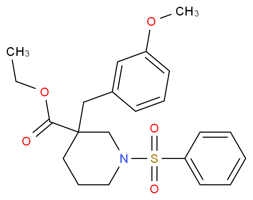ethyl 3-(3-methoxybenzyl)-1-(phenylsulfonyl)-3-piperidinecarboxylate_Molecular_structure_CAS_)