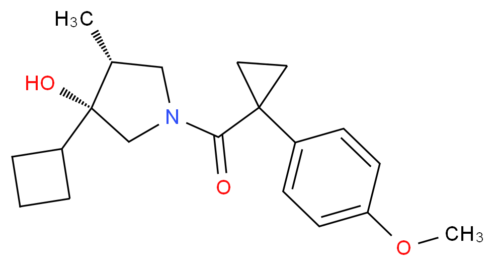 (3R*,4R*)-3-cyclobutyl-1-{[1-(4-methoxyphenyl)cyclopropyl]carbonyl}-4-methyl-3-pyrrolidinol_Molecular_structure_CAS_)
