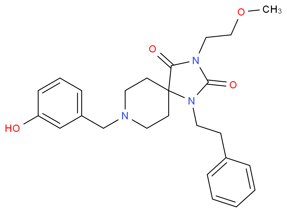8-(3-hydroxybenzyl)-3-(2-methoxyethyl)-1-(2-phenylethyl)-1,3,8-triazaspiro[4.5]decane-2,4-dione_Molecular_structure_CAS_)