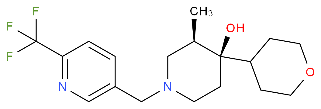 (3R*,4R*)-3-methyl-4-(tetrahydro-2H-pyran-4-yl)-1-{[6-(trifluoromethyl)-3-pyridinyl]methyl}-4-piperidinol_Molecular_structure_CAS_)